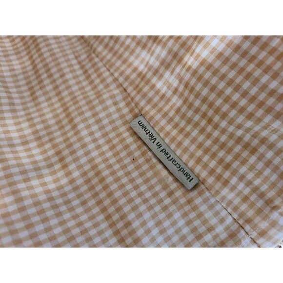 Handcrafted Woven Basket Vietnam Oval Gingham Lined Natural Fiber Storage Tote - Picture 4 of 8